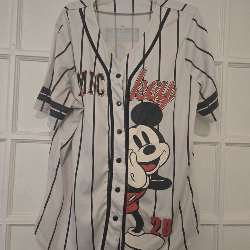 Disney Mickey Mouse Black and White Striped Jersey